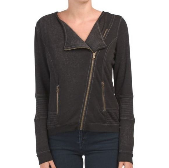 Cyrus lightweight black mineral wash moto jacket - Picture 3 of 8